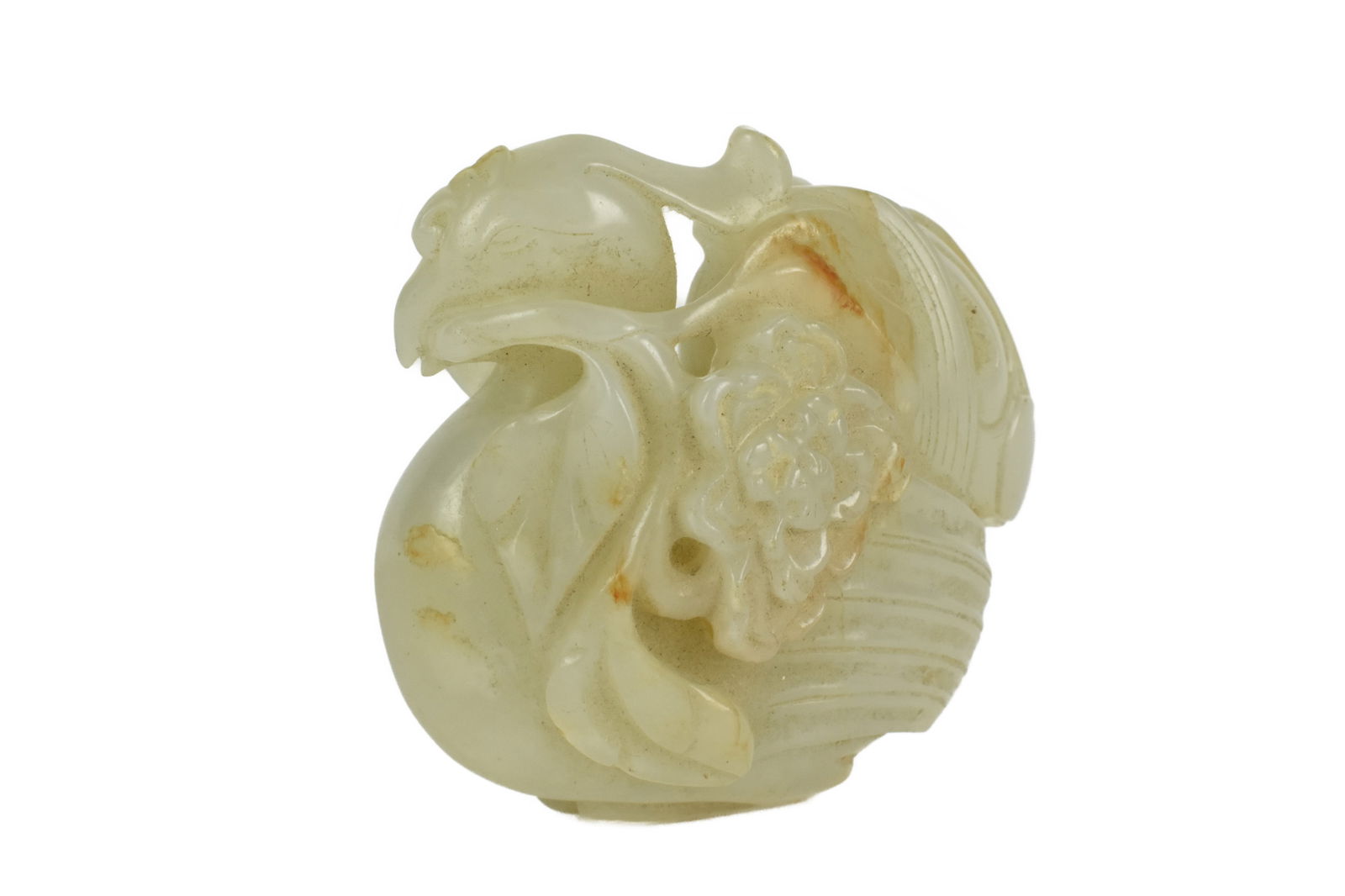Chinese Jade Celadon and Russet Royal Bird Carving, 2 1/2" x 2 1/2" (1 of 5)