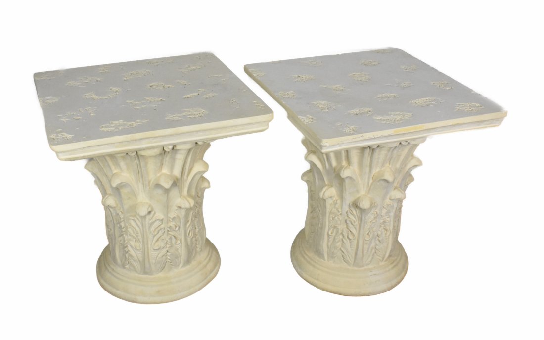 Pair of Kreiss Collection Plaster Corinthian Capital Tables (1 of 6)