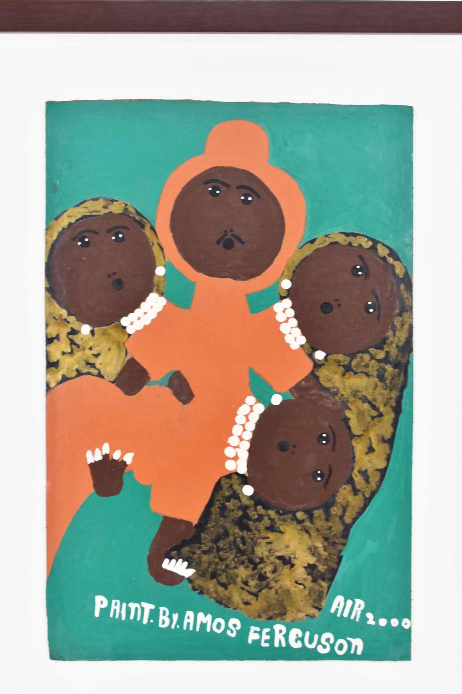 Amos Ferguson (Bahamian, 1920-2009), Family, Signed and dated 2000, oil on corrugated board, 21 1/4" (1 of 6)