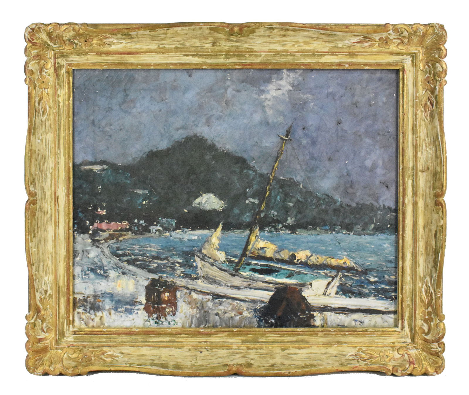 Bruce Tomlin (American, 20th Century) Impressionist Coastal Landscape with Boat, oil on canvas, (1 of 5)