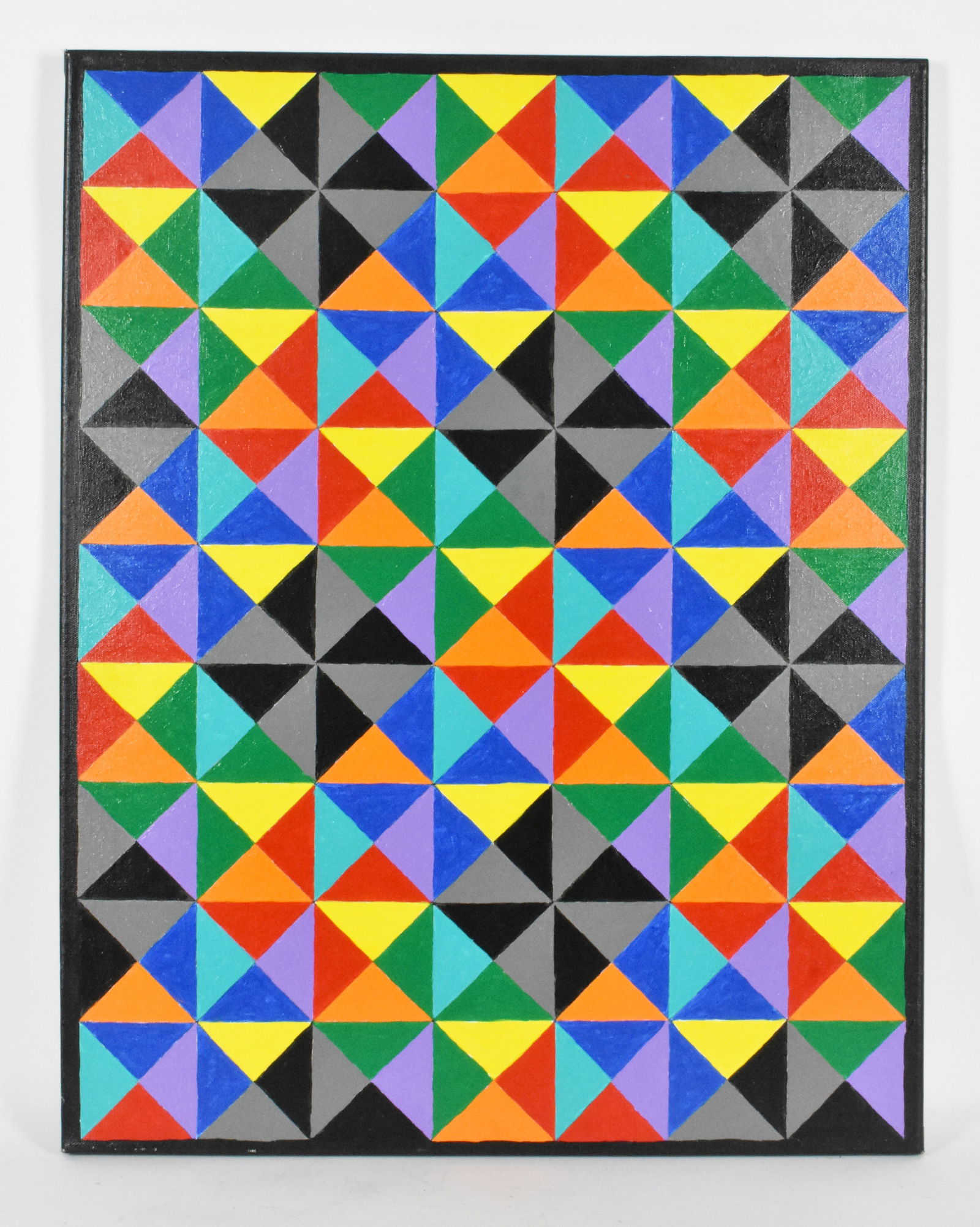 A Contemporary Painting on Canvas, back signed Stanley Brundage and titled Variable Geometrics, 28" (1 of 2)