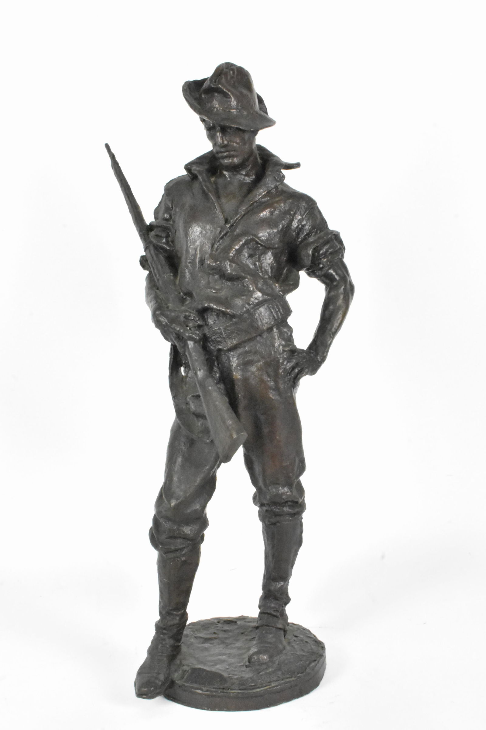 Allen George Newman (American, 1875-1940) The Hiker, patinated bronze sculpture, 28 1/2" h. (1 of 9)