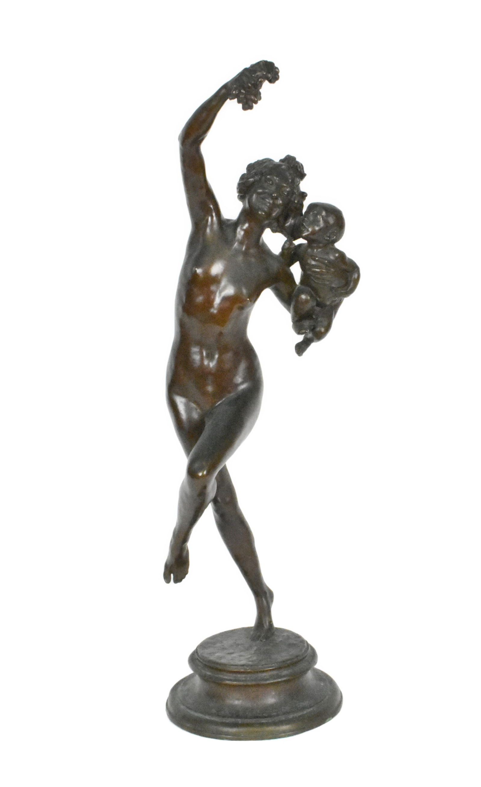 Late 19th Century Patinated Bronze Sculpture of a Bacchante and Infant Faun, After Frederick (1 of 7)