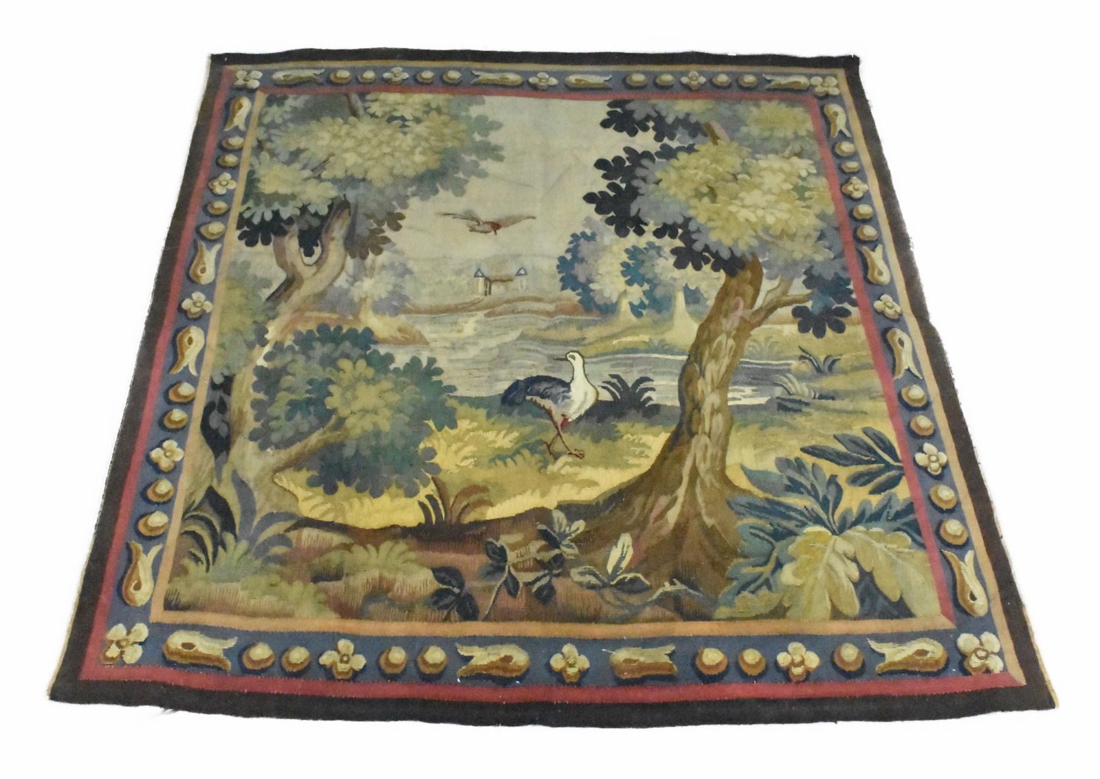 A French 18th Century Verdure Tapestry with birds in a forest landscape with water, 82 1/2" h. 75 (1 of 8)