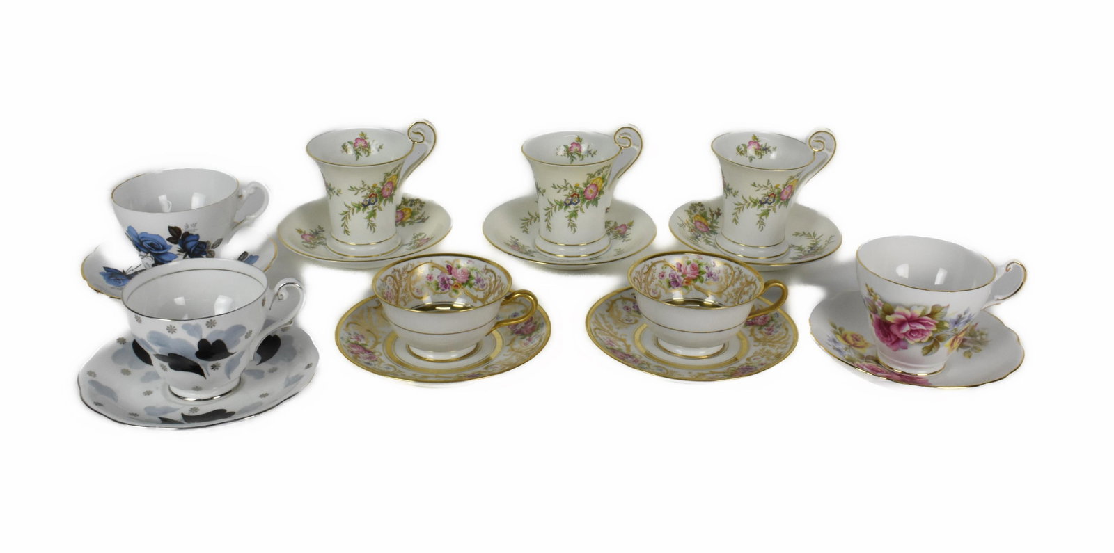Group of Assorted Cups and Saucers to include: Three Mintons, Two Limoges, One Royal Standard, and: Group of Assorted Cups and Saucers to include: Three Mintons, Two Limoges, One Royal Standard, and One Royal Ascot, all marked underside, in excellent condition, no scratches