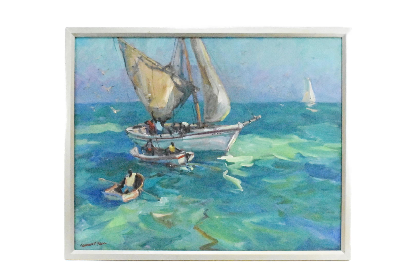 James P. Kerr (American, b.1953) Rendezvous, Signed lower left, Oil on Canvas, verso signed and (1 of 5)