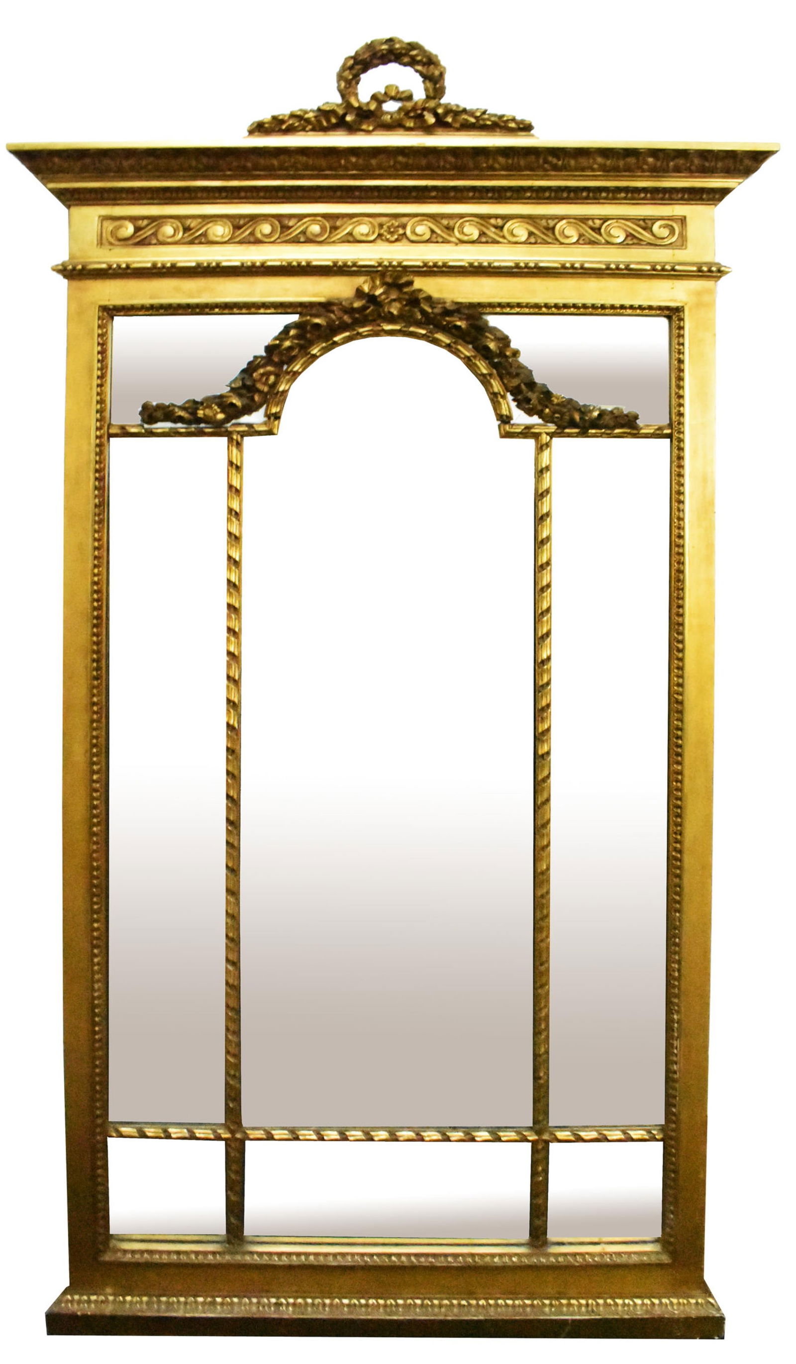 A French or Italian Giltwood and Gesso Carved Sectional Mirror, Late 19th century, architectural (1 of 3)