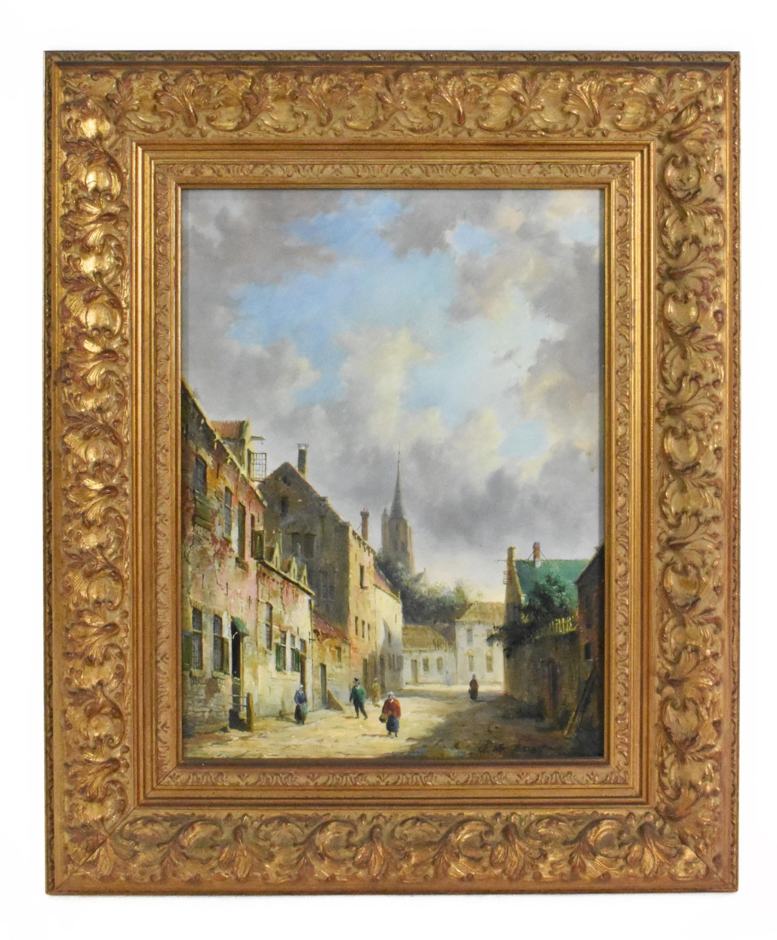 Dutch School (20th Century) Street Scene with Figures, Signed G. Van Essen lower right, Oil on (1 of 4)