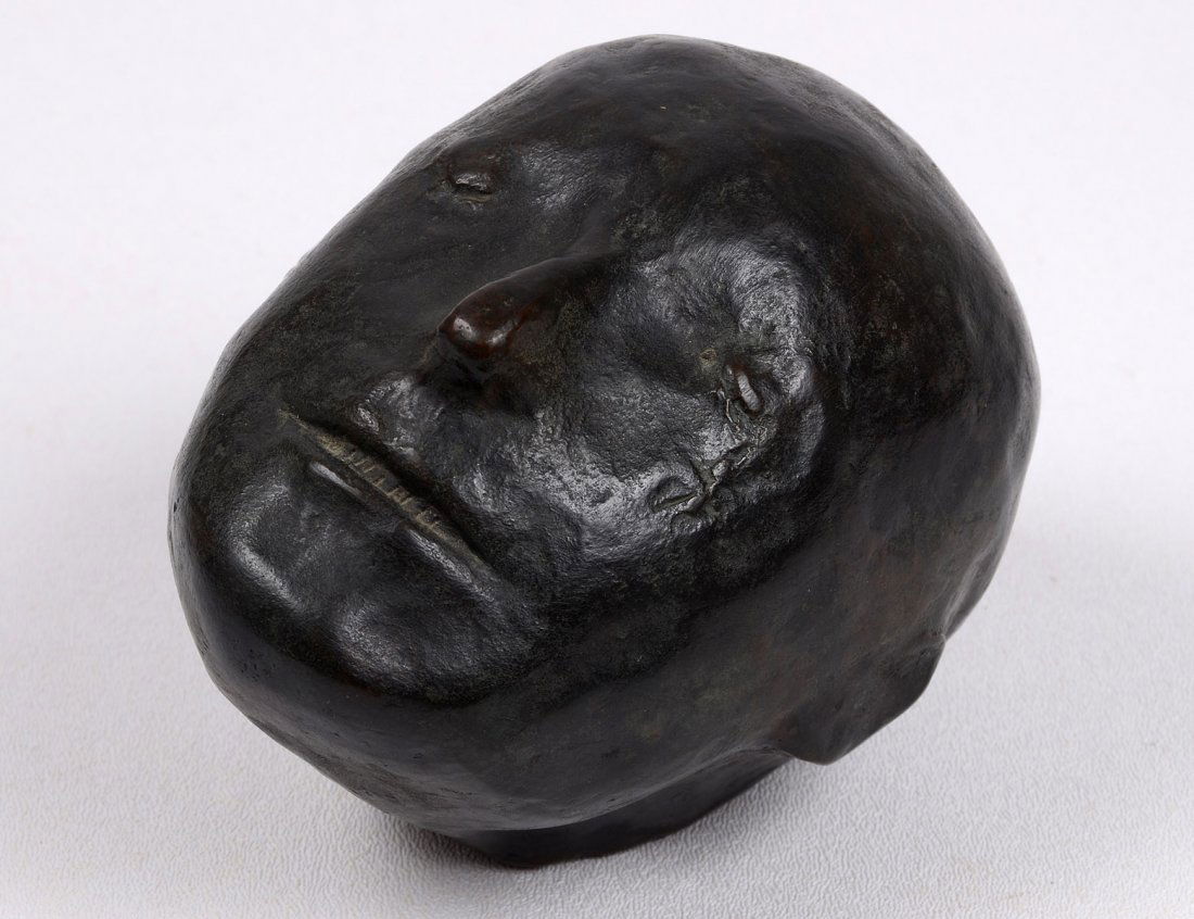 LEONARD BASKIN (American. 1922-2000): "Small Head". Signed L. Baskin and No. 4/10. Bronze with Brown Patina. Height 5 1/4". (1000/1500)