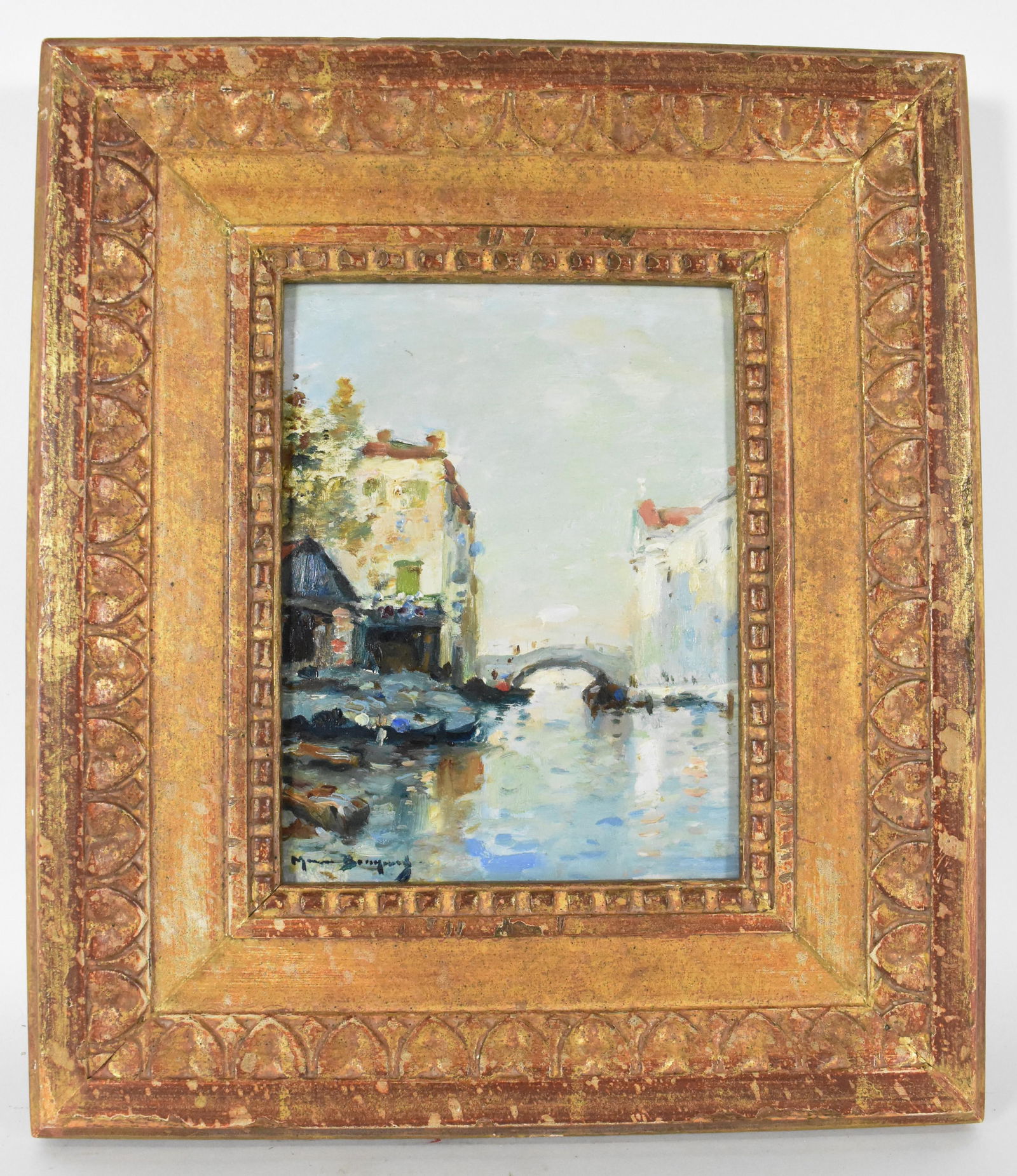 Maurice Bompard (French, 1857-1935), View in Venice, Signed lower left, Oil on Board, Verso bears (1 of 5)