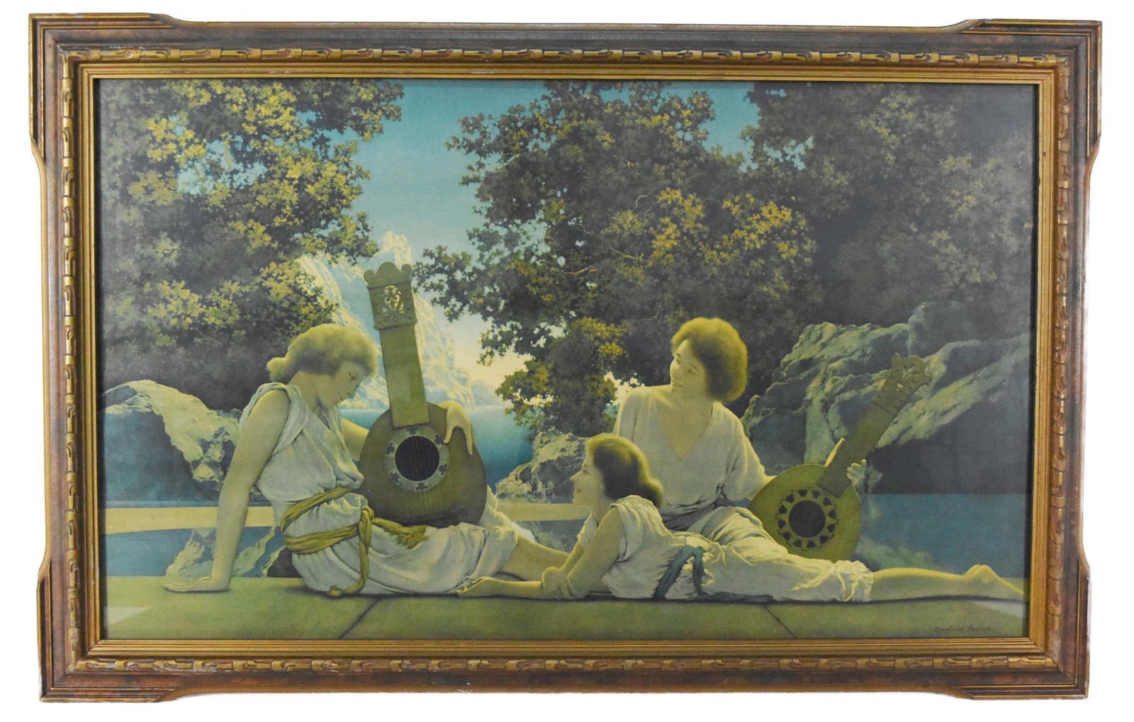 Maxfield Parrish The Lute Players Color Lithograph Print, circa 1925-30, printed by The House of (1 of 5)