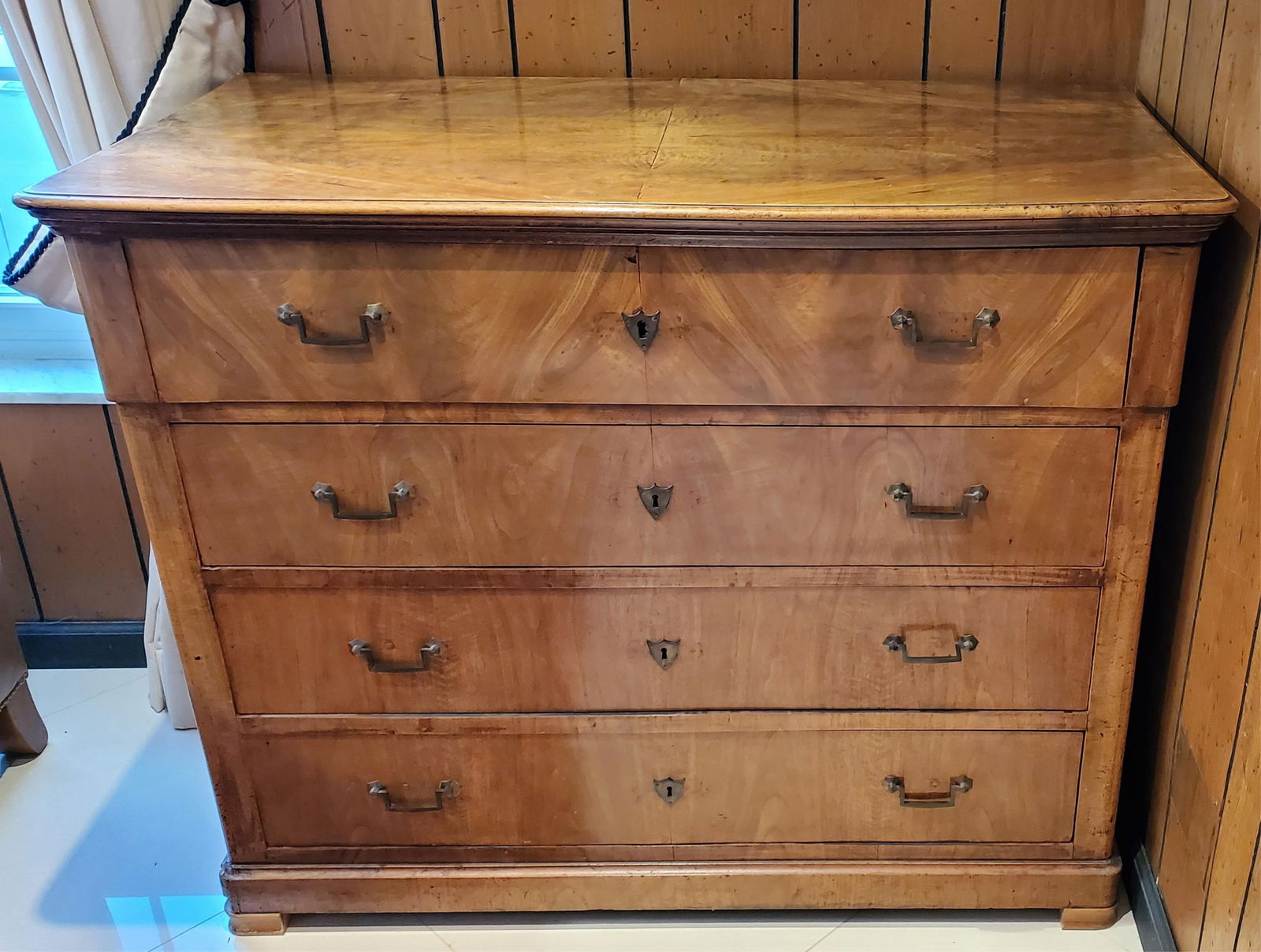 European 19th Century Walnut Biedermeier Butlers Chest with Drop Front Desk, opens to reveal a (1 of 7)