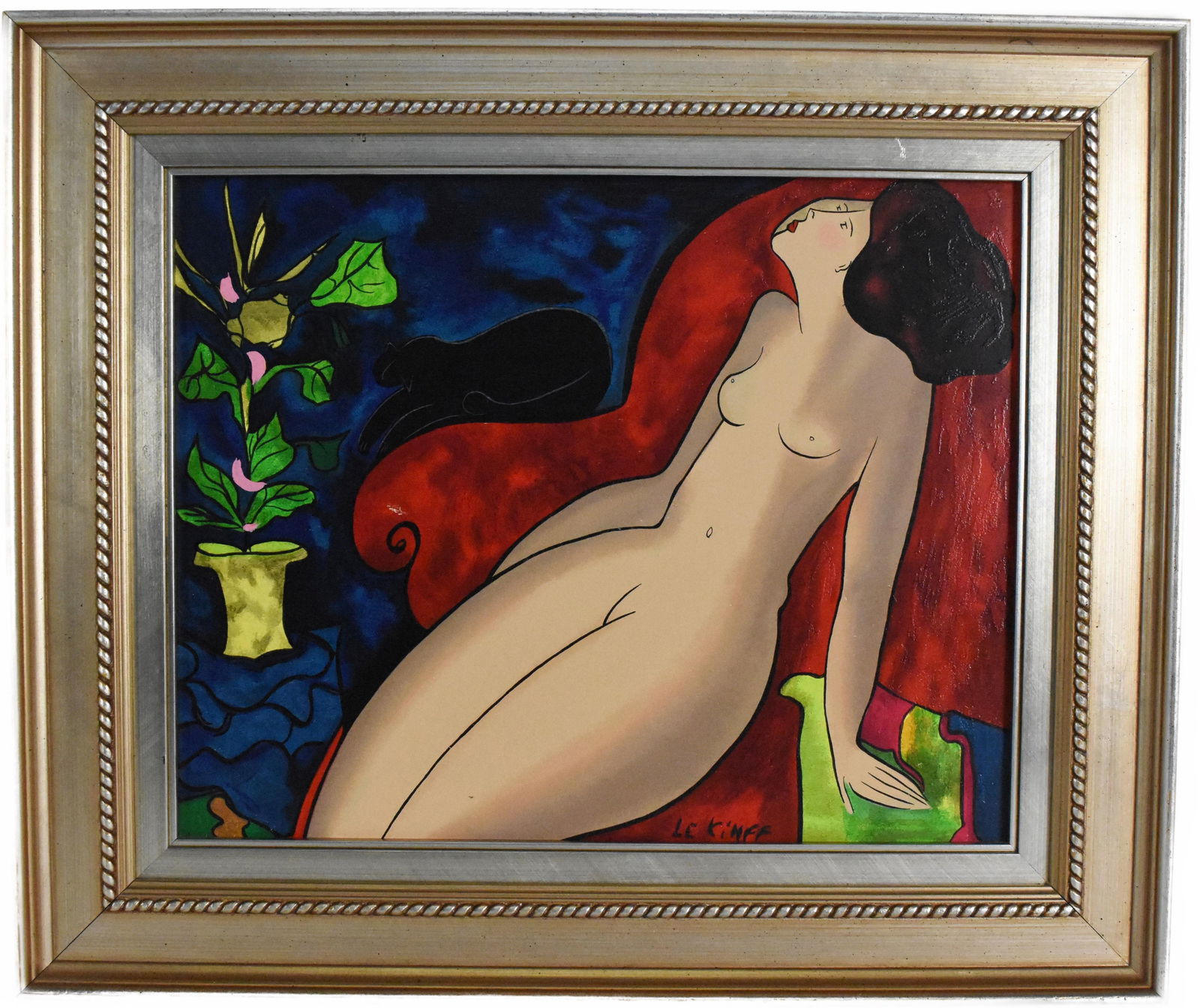 Linda Le Kniff (French, b.1949) Untitled, Signed Le Kinff lower right, Oil on Wood Board, 13" x 16", (1 of 4)