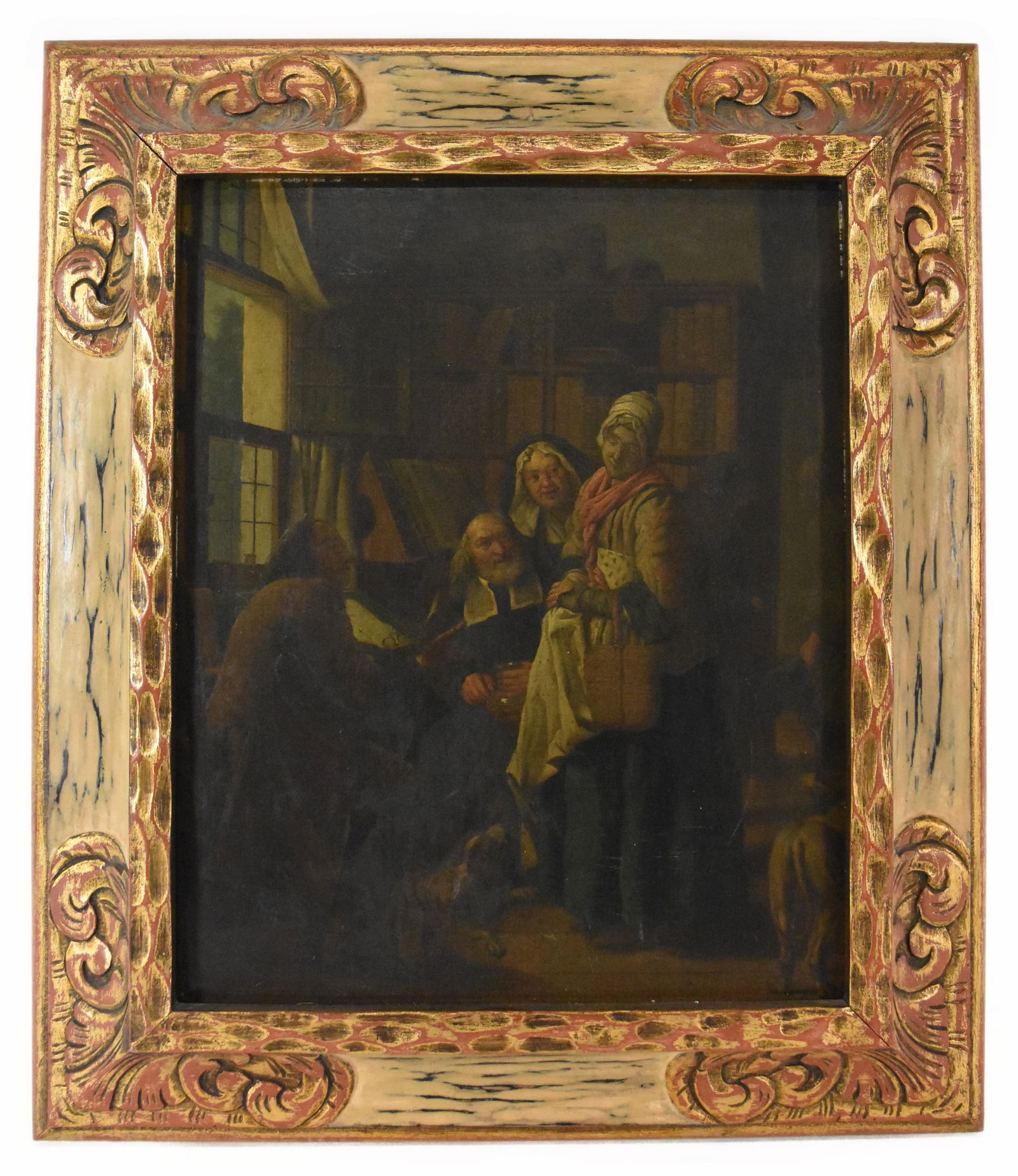 Antique Dutch or German 18th Century Oil on Panel Painting, signed G. or J. Horemans lower left, (1 of 4)