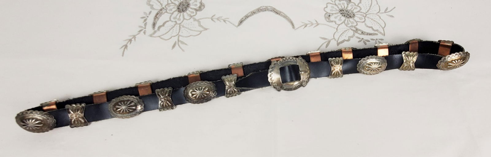 Vintage Native American Silver Concho Belt, 43 1/2" (1 of 5)