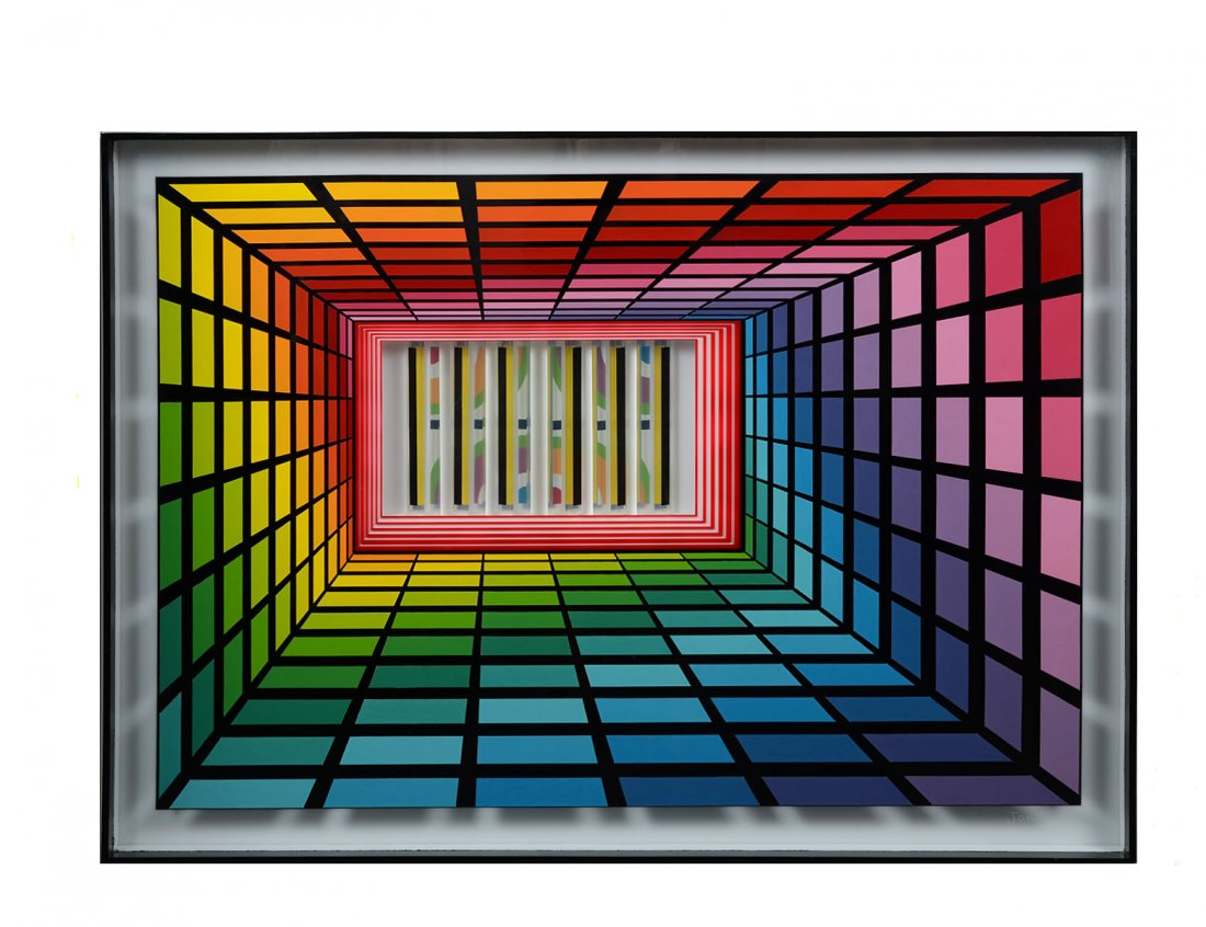 LEONARD JANKLOW (American. 1919-2006): "Untitled". Signed "Janklow" l/l. Acrylic and Plexiglas. Overall measuring 37 1/2" by 52". (Cond: good) (2000/3000)