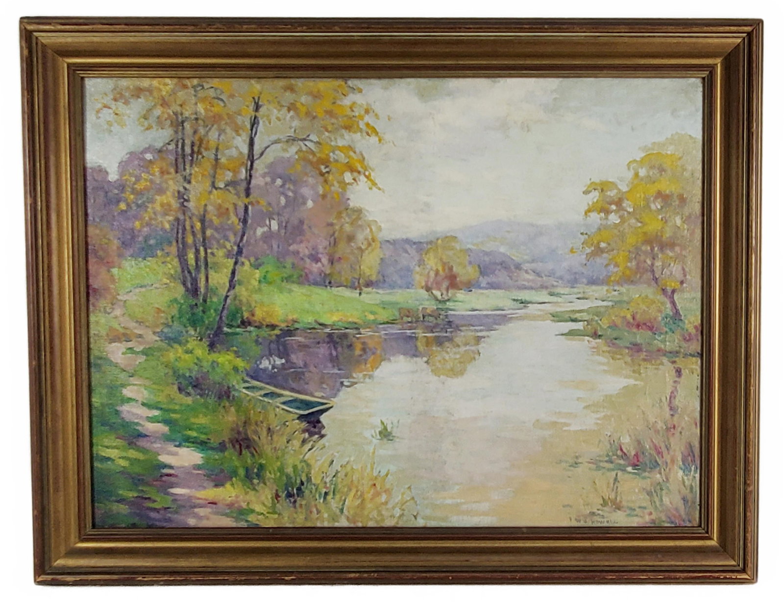 F.J.W. Howell (American, 20th Century) Autumn River Landscape, Signed lower right, Oil on Canvas 20" (1 of 4)