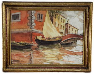 Jane Peterson (American, 1876-1965) Venetian Study, Signed Jane Peterson lower left, Oil on board,