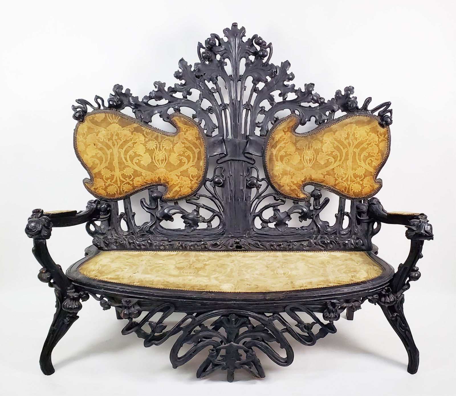 Unusual Central European Art Nouveau Ebonized Walnut Three-Piece Parlor Suite, Circa 1890,, possibly (1 of 19)