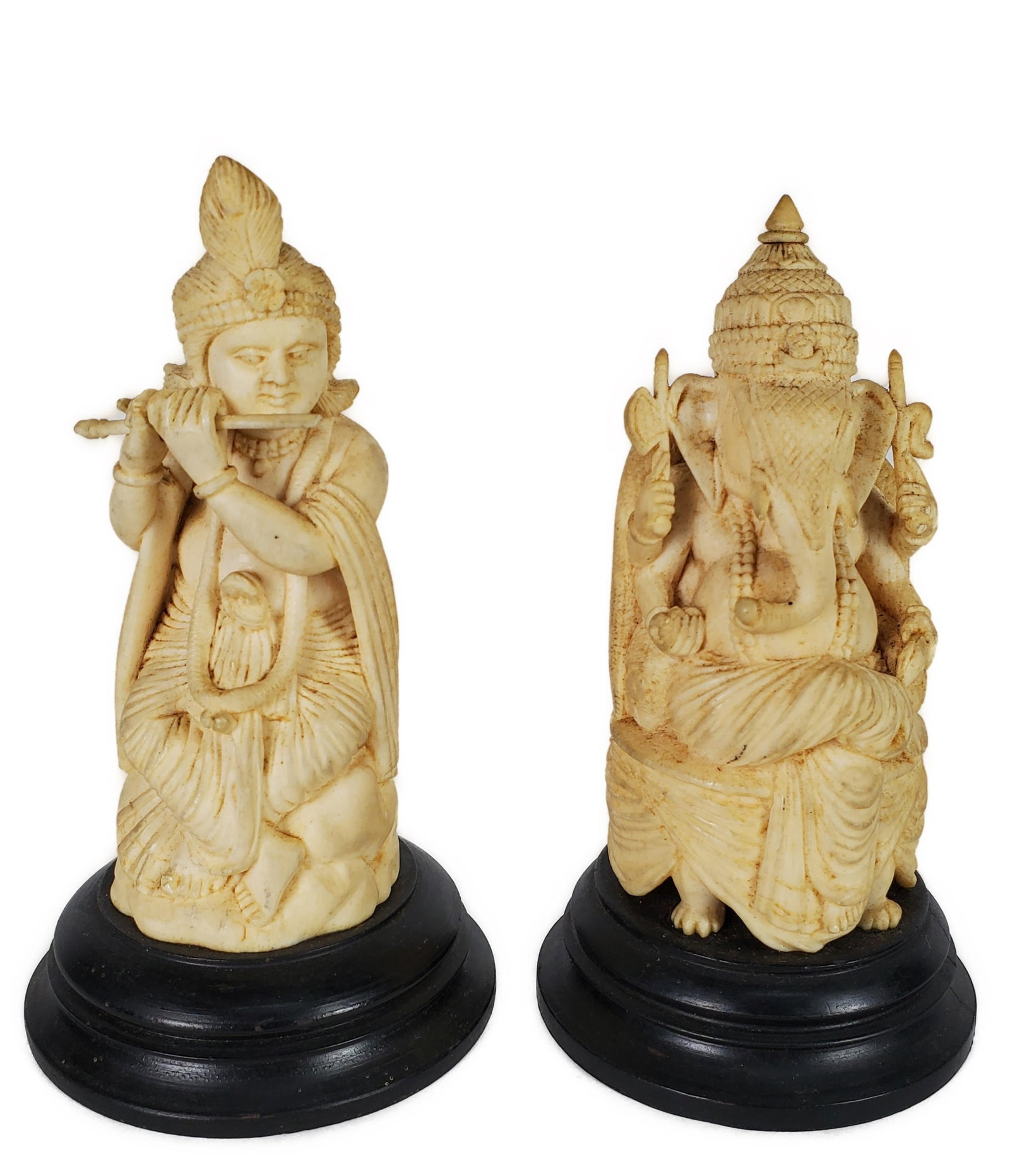 Two Indian Carved Figures, Ganesh and Musician, both on stands, 4 1/4" h. 2" w., Note: This lot can (1 of 5)