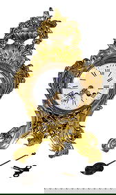 Antique French Louis XVI Style Gilded Bronze Rococo Clock, 19th Century, the scroll case with a (1 of 6)