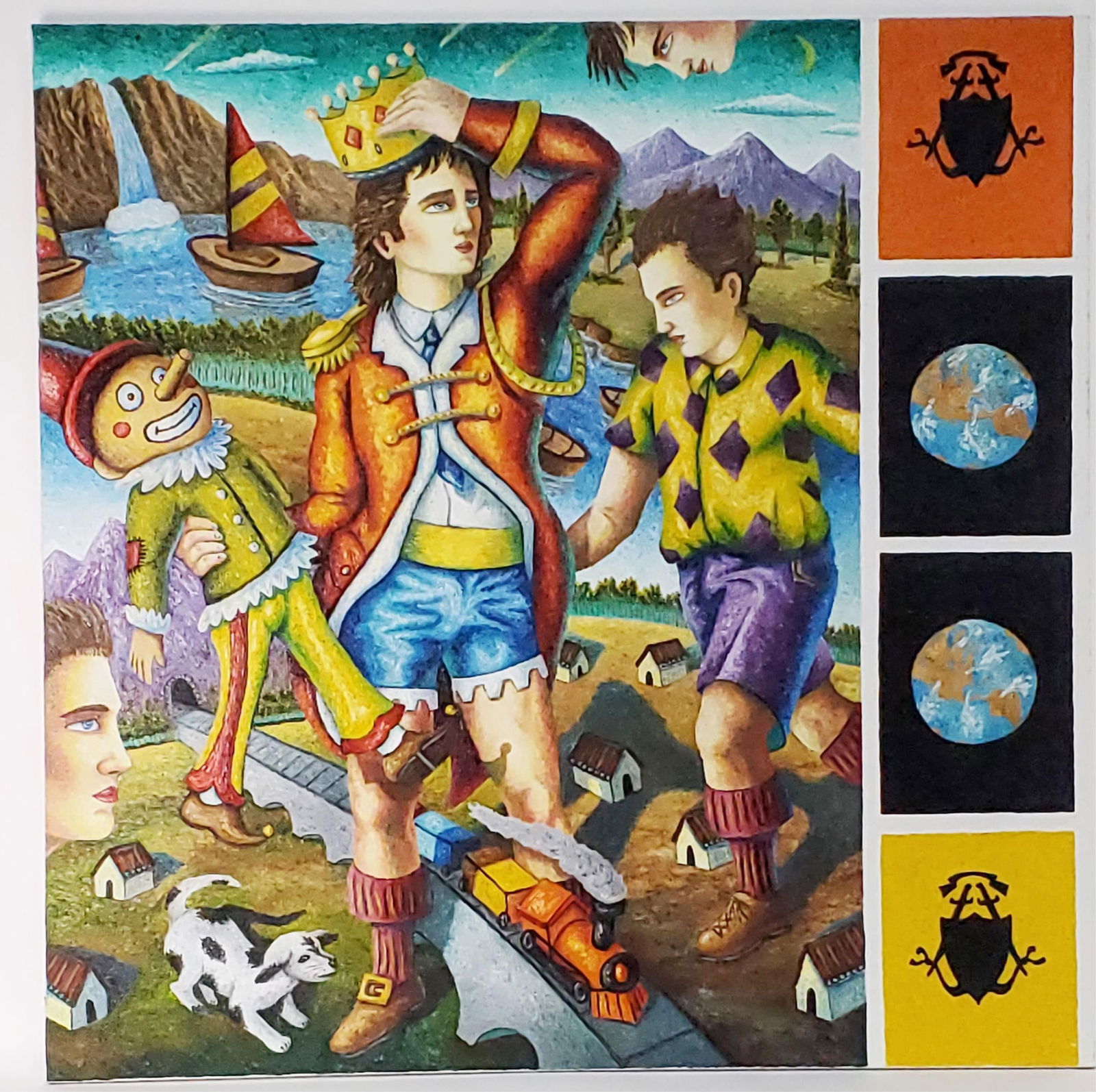 Lamar Smith (American, 20th Century) Slow Train to Utopia, Signed and titled on the back, 60" x 60", (1 of 8)