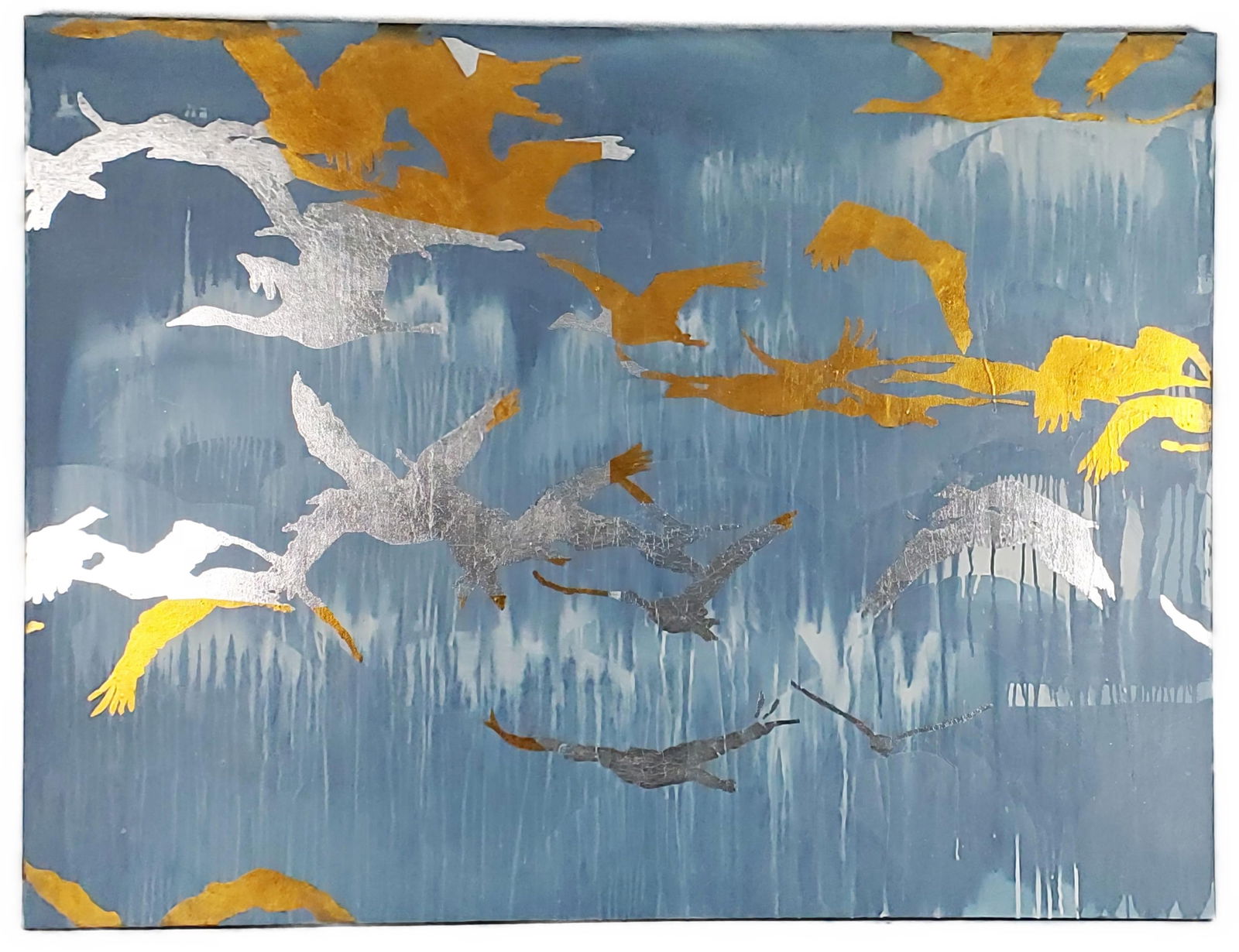 Tom Swanston (American, 20th Century), Warming Fall Light, Acrylic, Silver, and Gold Leaf on Canvas, (1 of 6)