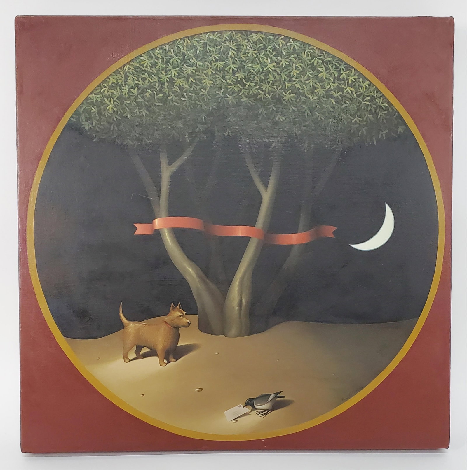Bernardo Roman Palau (Mexican, b. 1968) Full of Promises, Oil on Canvas, Verso has the gallery label: Bernardo Roman Palau (Mexican, b. 1968) Full of Promises, Oil on Canvas, Verso has the gallery label from Galerie Timothy Tew, Atlanta, Georgia, 20" x 20". Accompanied by the original invoice dated Oc