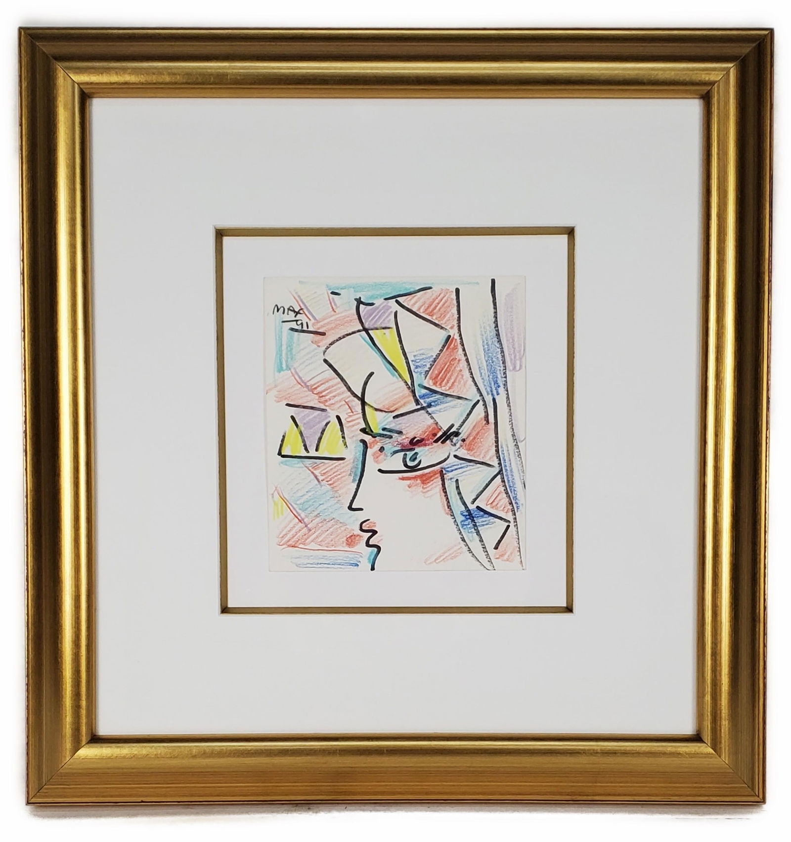 Peter Max (German/American, b. 1937) Profile Face, Colored Crayon on Paper, Signed Max '91 upper (1 of 5)
