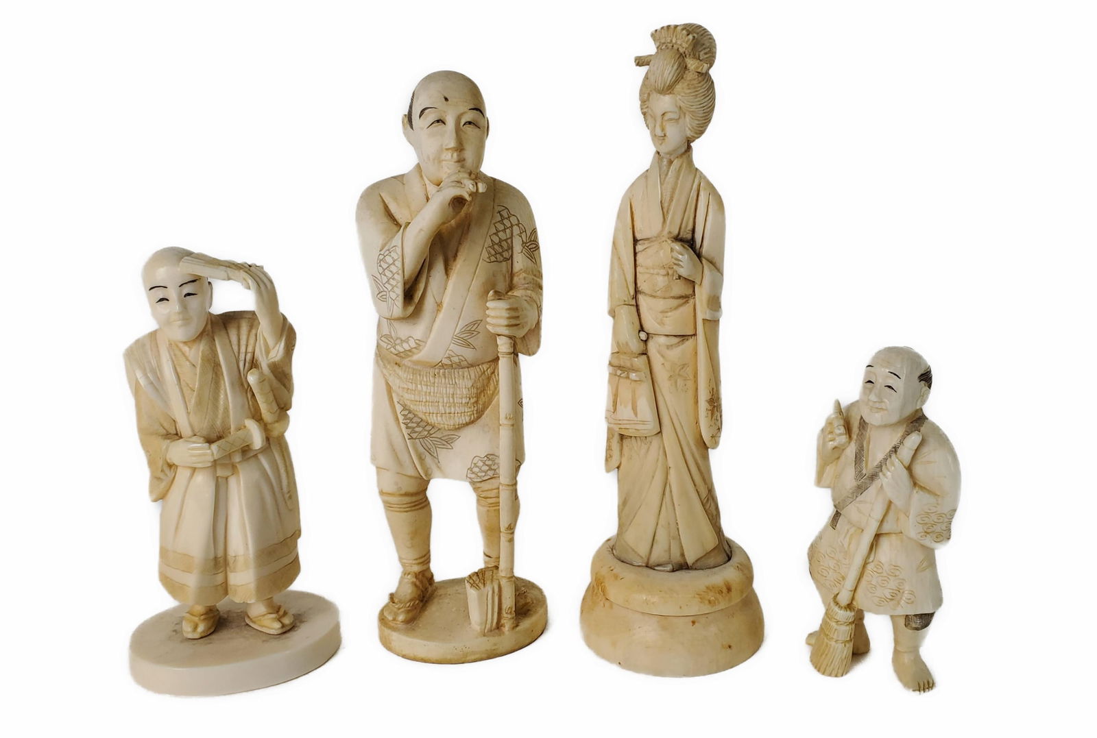 A Group of Four Japanese Carved Studies, one with chop mark, Tallest-5 1/2" h. Note: This lot can (1 of 3)