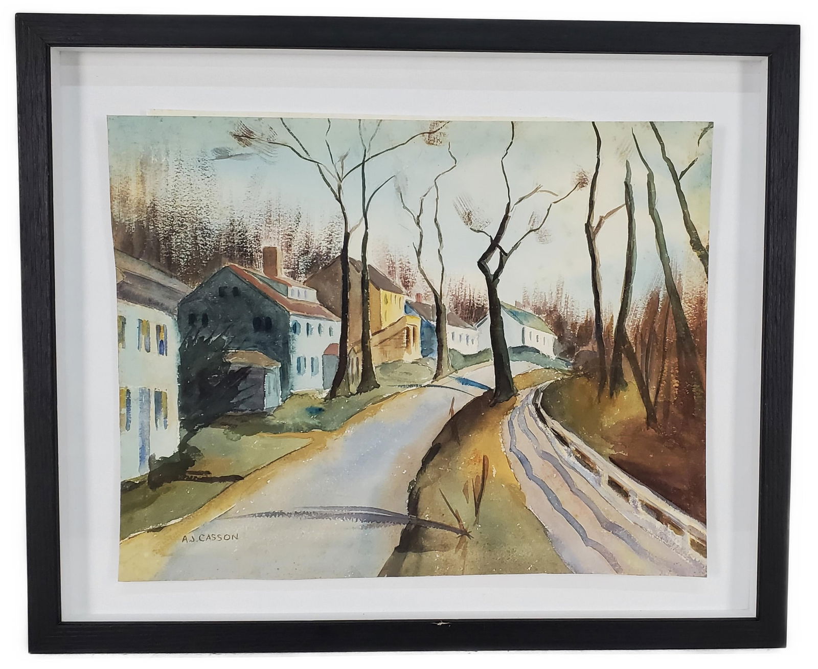 Alfred Joseph Casson (Canadian, 1898-1992) Houses on a Hill Landscape, Watercolor on paper, Signed A (1 of 5)