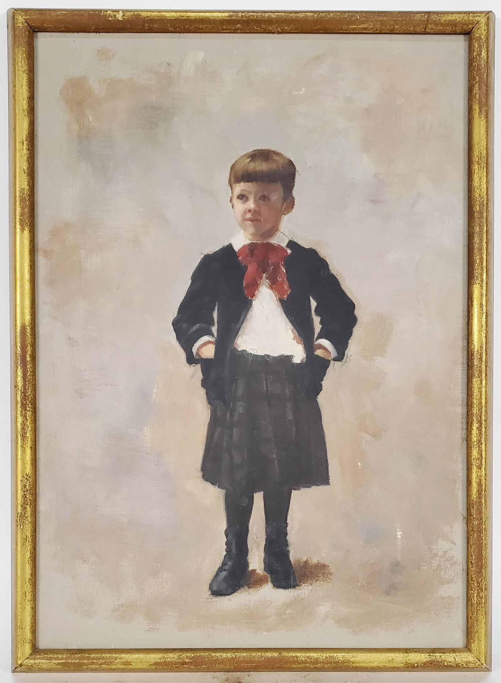 American School (Late 19th Century) Portrait of Young Boy, Unsigned, Oil on Canvas, Verso bears (1 of 4)