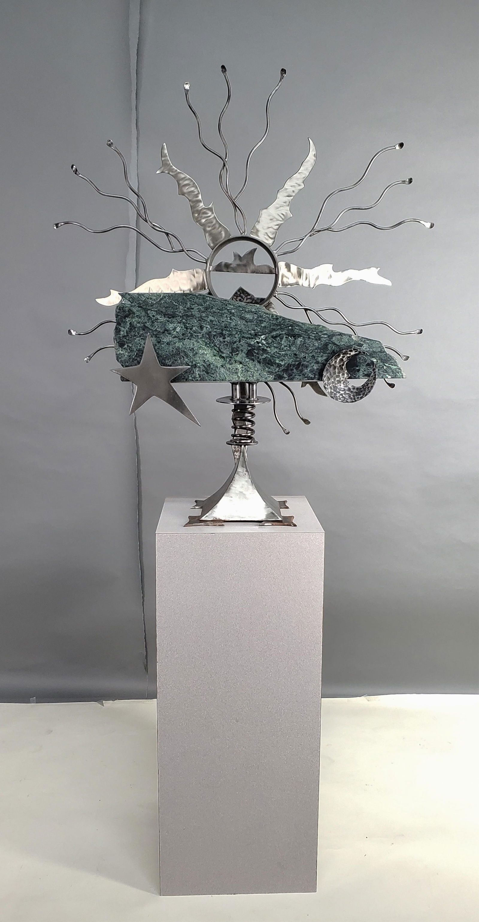 Eric Strauss (American, b.1962) Pagoda Paradise, c. 1992, Steel with Italian Green Marble, Signed (1 of 3)