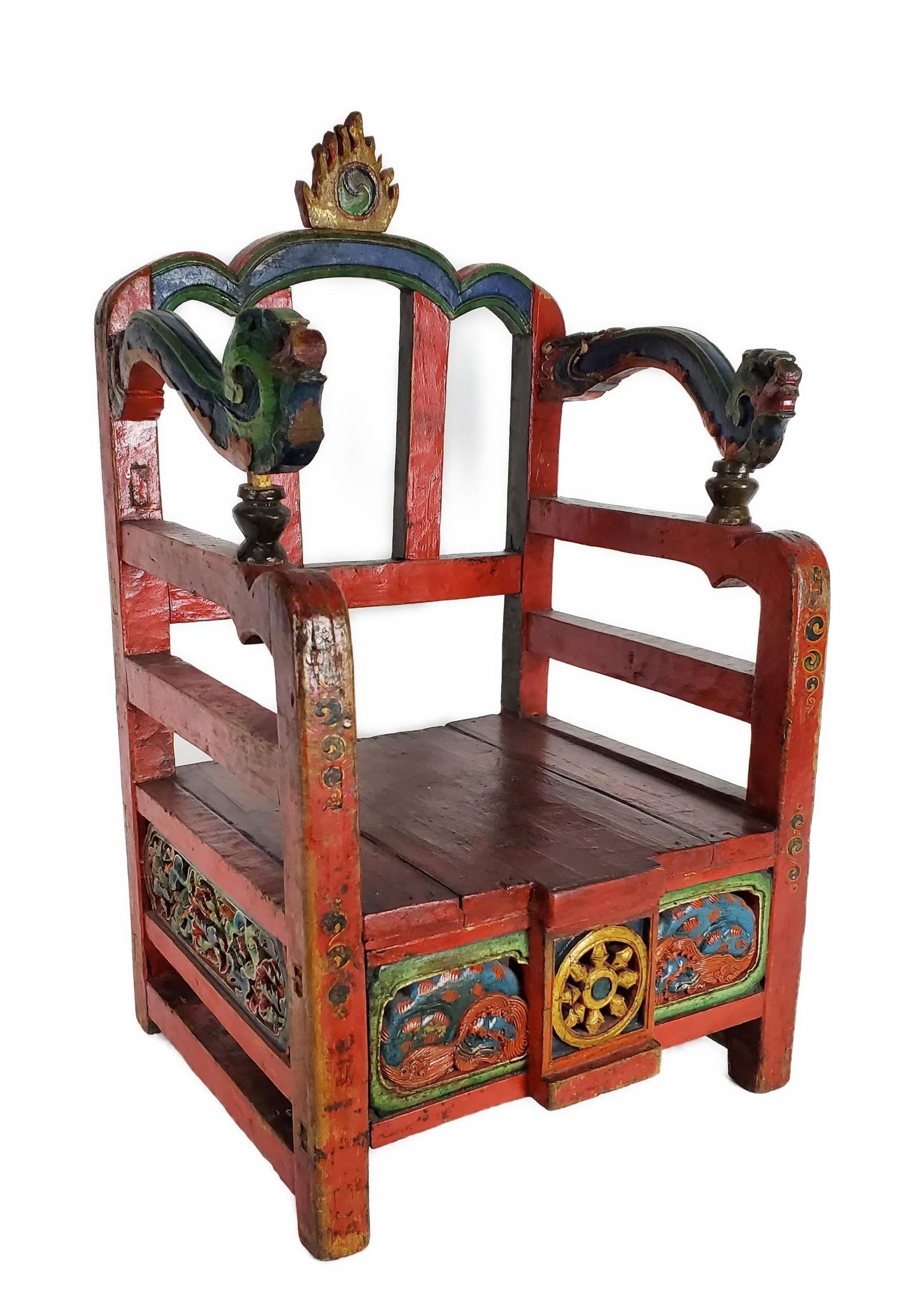 Antique Burmese Polychrome Painted Child's Chair, 25 1/4" h.14" w.12 3/4" d. (1 of 6)