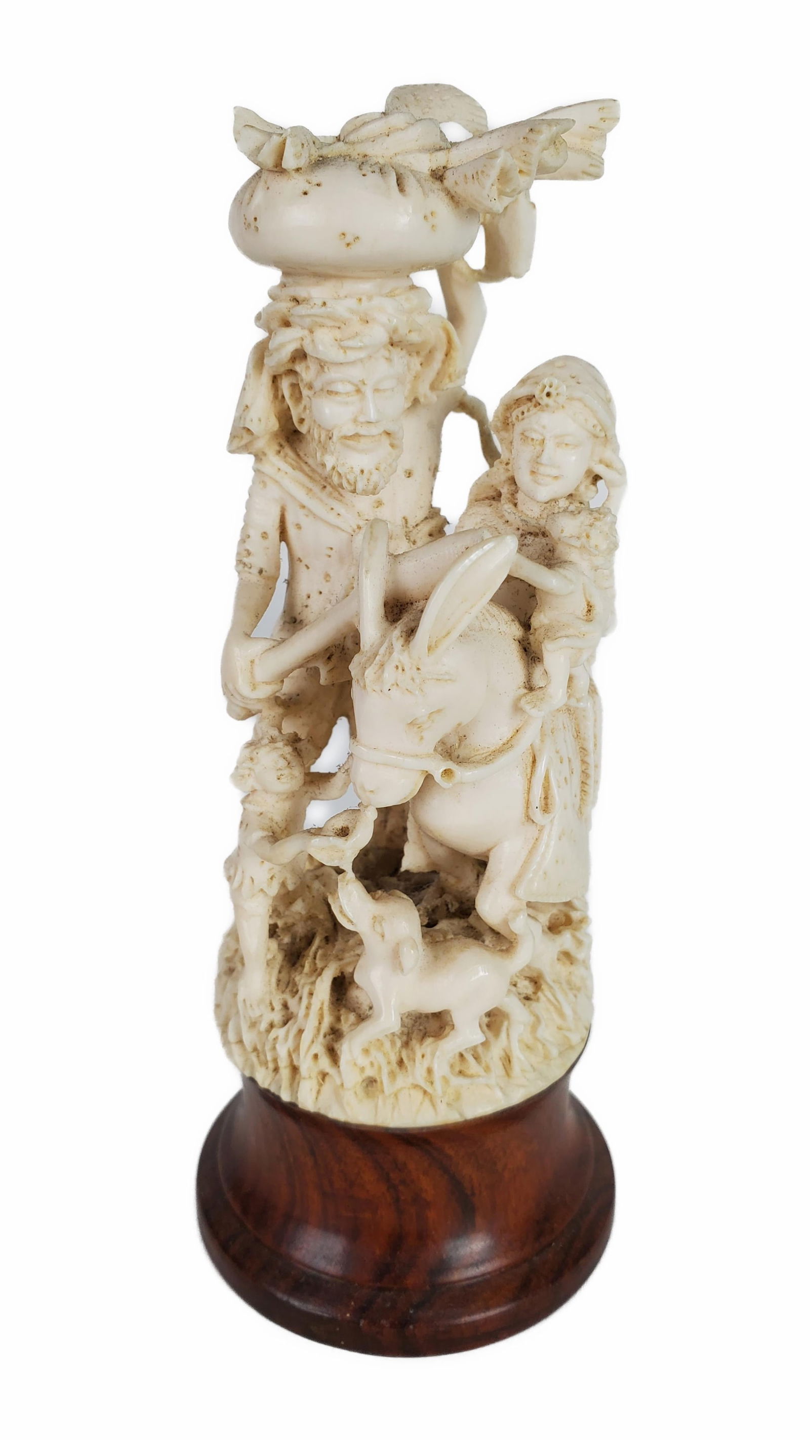 Continental Carved Figural Group with Joseph, Mary, and Child, 5" h. 2 1/4" w. 2 1/4" d. Note: This (1 of 5)