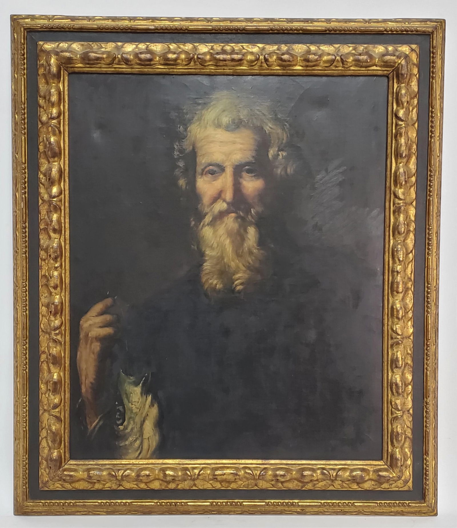After Jose de Ribera (Spanish, 1591-1652) Portrait of St. Andrew, Unsigned, Oil on Canvas, Verso (1 of 8)