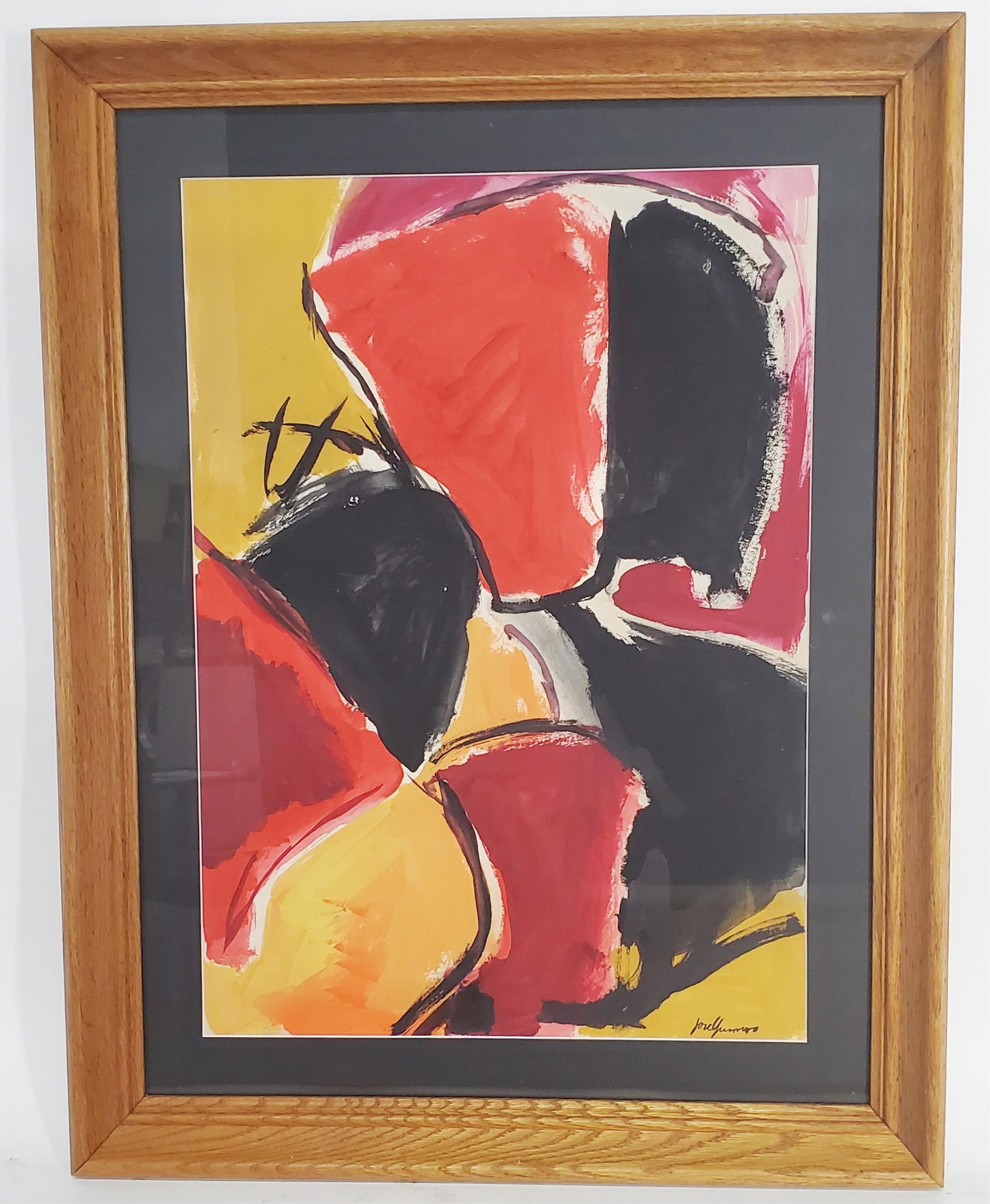 Jose Guerrero (Spanish, 1914-1991) Abstract Composition, Oil on Paper, Signed lower right, 20 1/2" x: Jose Guerrero (Spanish, 1914-1991) Abstract Composition, Oil on Paper, Signed lower right, 20 1/2" x 14 1/2", Framed-26 3/4" x 20 3/4"
