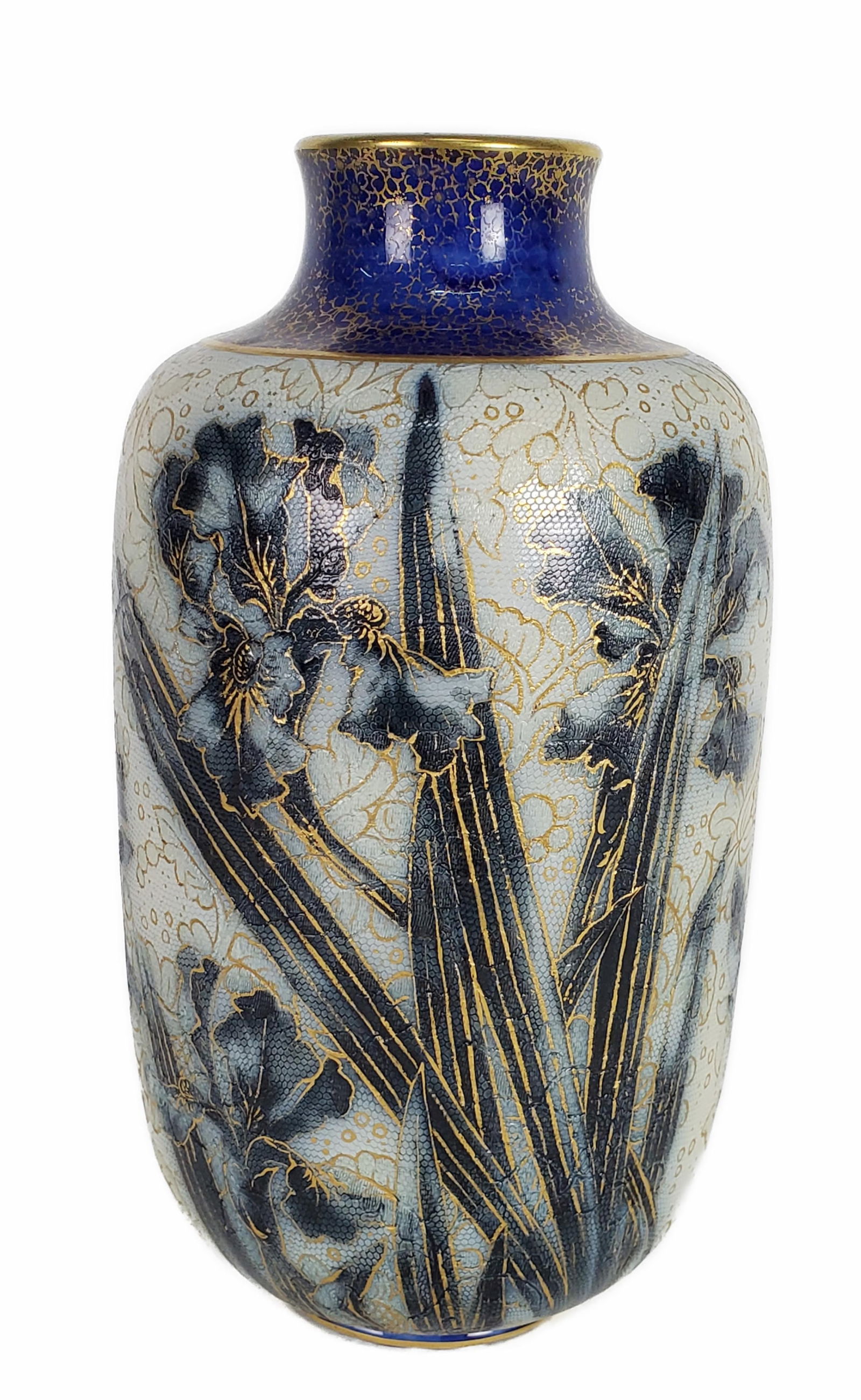 Royal Doulton Burselm and John Slater Iris Porcelain Vase, c. 1900, marked underside, 10 1/2" h. (1 of 5)