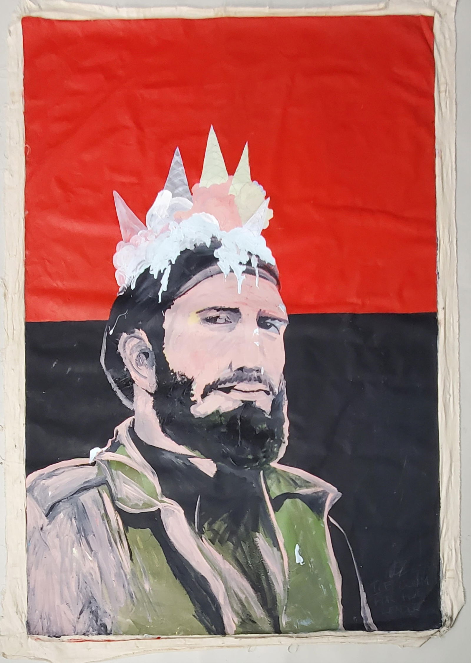 Contemporary Cuban School Oil on Canvas Painting, titled Ice Cream for the Leader, Signed, 72" x (1 of 5)