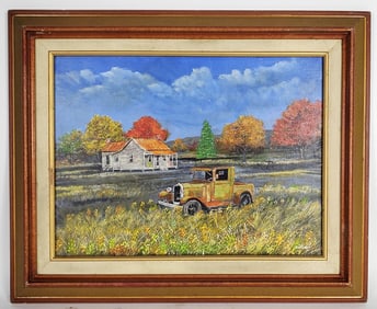 Herbert Weintraub (American, 1934-2019) Country Landscape with Cabin Painting