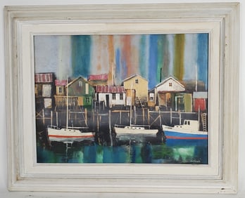 Herbert Weintraub (American, 1934-2019) Moored Boats Painting