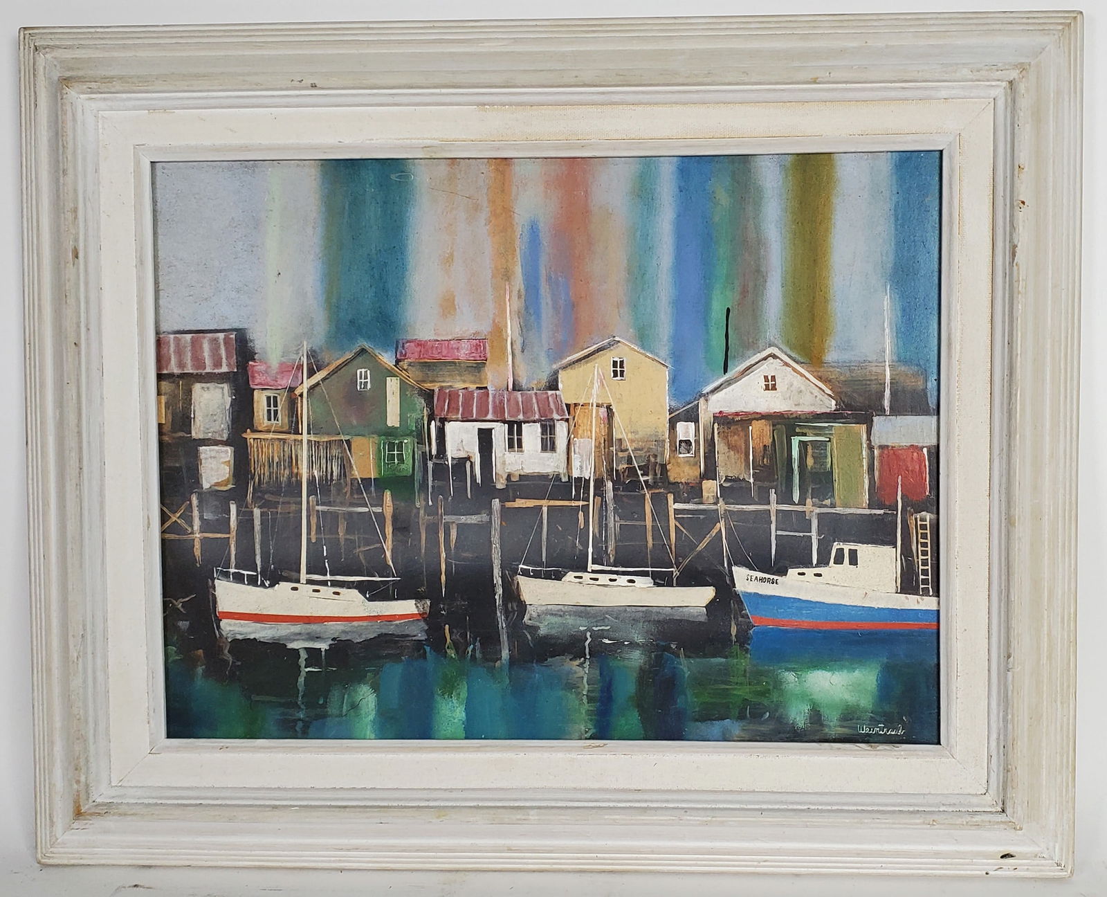 Herbert Weintraub (American, 1934-2019) Moored Boats Painting (1 of 5)