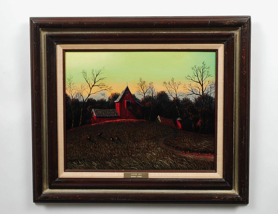 THOMAS KERRY (American. 20th Century): Autumn Days. Signed Thomas Kerry l/l. Oil on Masonite. Measuring 16" by 20". (Cond: good, surface fine, no inpainting apparent under u.v. light) (400/500)