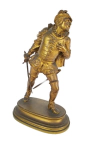 Emile Hyppolite de Guillemin (French, 1841-1907) Dueling Cavalier, Bronze Sculpture, Gilded patina,