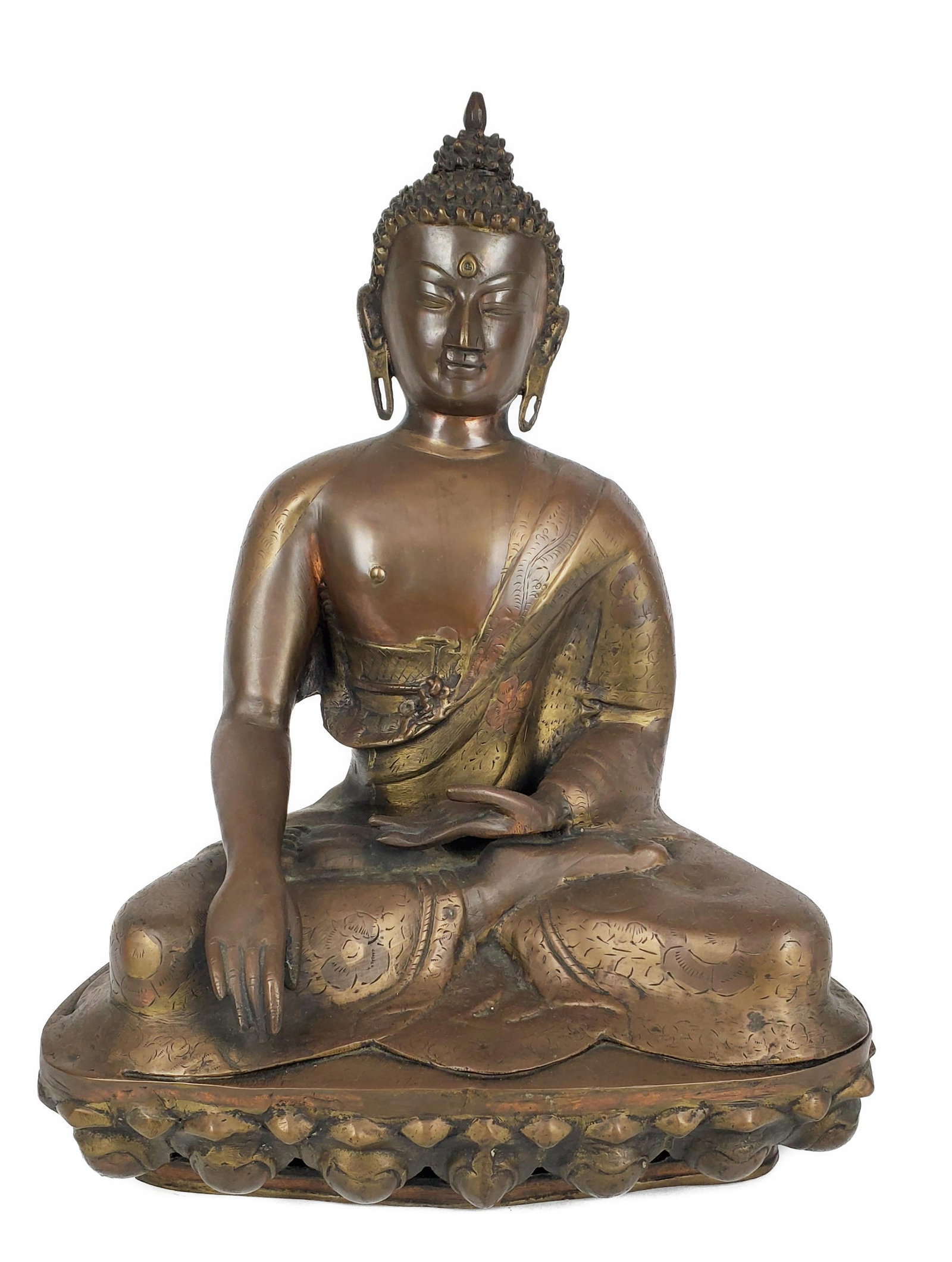 A 19th Century Bronze Sculpture of a Medicine Buddha, Approx. 20" h. 14" w. 11" d., Provenance:: A 19th Century Bronze Sculpture of a Medicine Buddha, Approx. 20" h. 14" w. 11" d., Provenance: Singer Island, Florida Estate