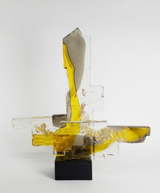 Modern Italian Zanetti Glass Sculpture, Signed Licio Zanetti (b. 1937), 26 1/2" h. 25" w. 6 1/2" d.