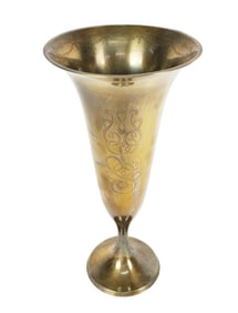Tall American Sterling Trumpet Vase, 14 1/2" h., 689 grams, minor dents