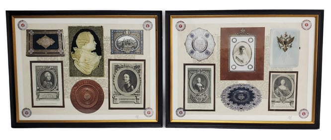 Two Marquis Jean-Charles Ratisbonne de Ravenel (born 1950) Collages with Nobility Motifs, each