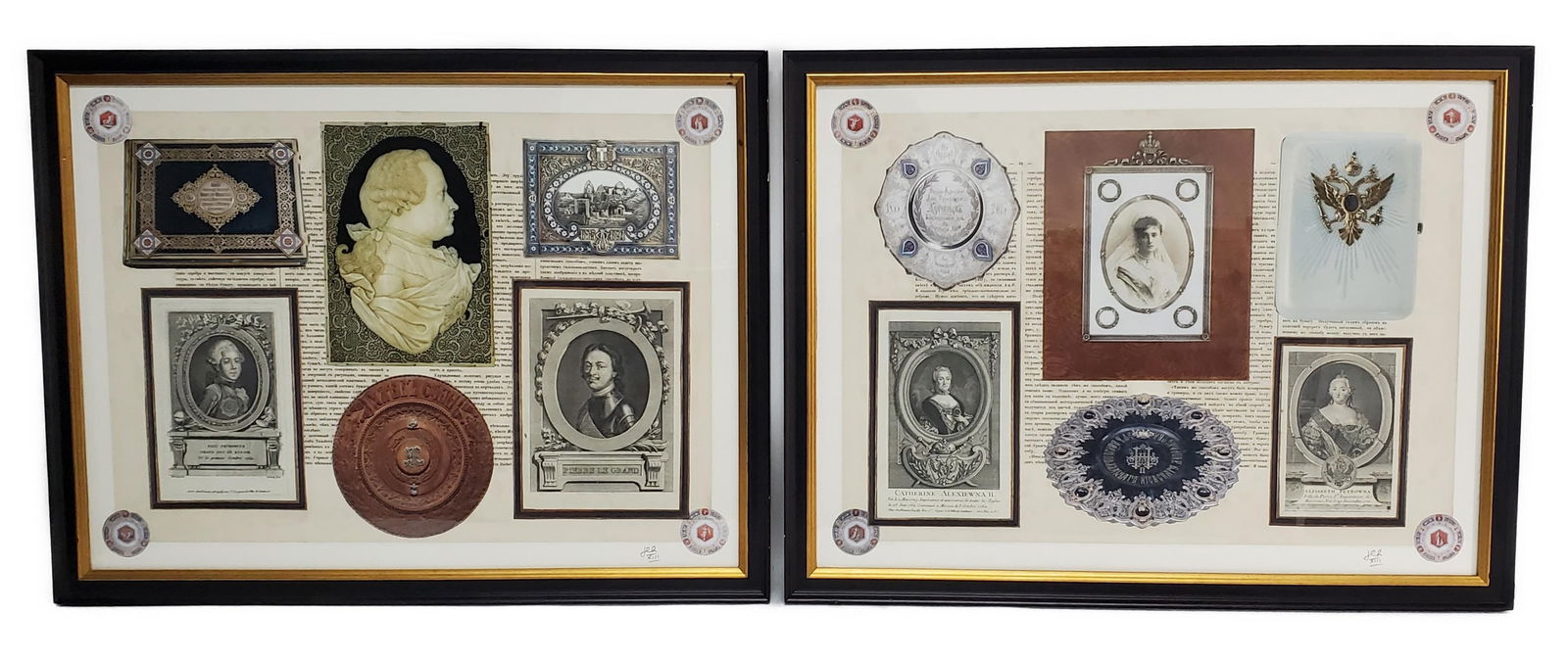 Two Marquis Jean-Charles Ratisbonne de Ravenel (born 1950) Collages with Nobility Motifs, each (1 of 6)