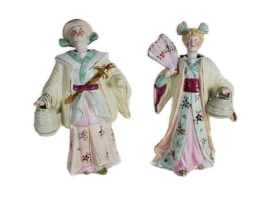 Two Antique European Porcelain Chinese Figural Nodders, late 19th century, each-6 1/4" h. Note: male